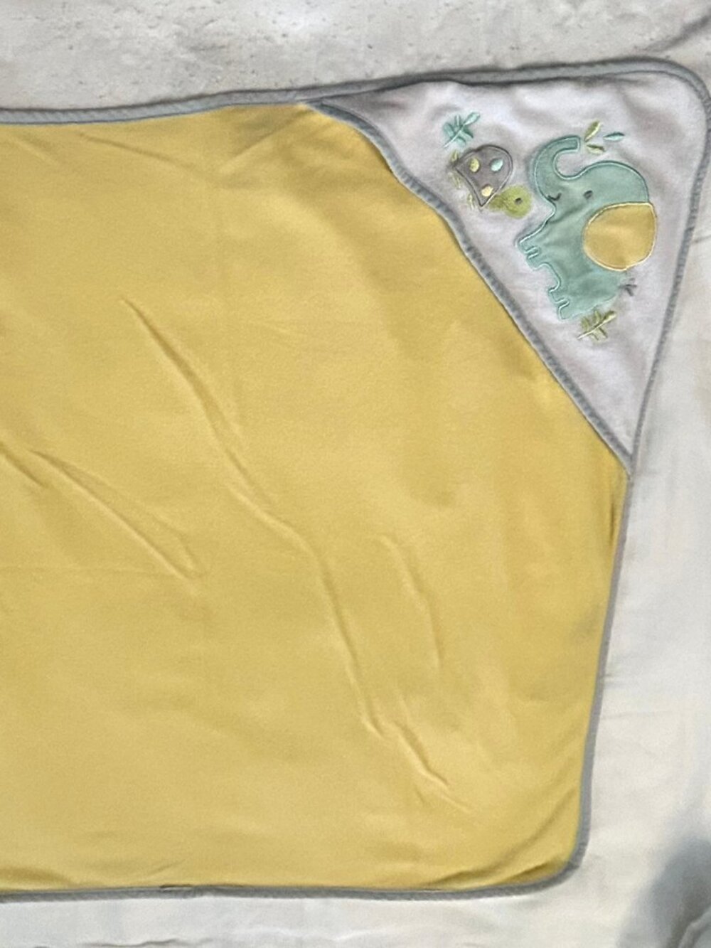 Yellow Elephant Swaddle Blanket with Corner Pocket Cuddle Time - Like New!